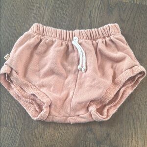 Pink Velour Elastic Waist Shorts